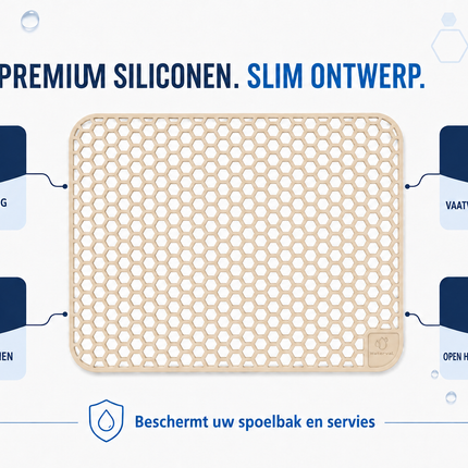 Waterval zandbeige siliconen gootsteenmat