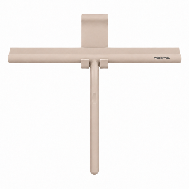 Waterval XL Douchewisser 33 cm – Siliconen Trekker voor Douchewand & Badkamer – Inclusief Ophanghaak – Streeploos – Taupe / Beige