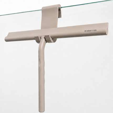 Waterval XL Douchewisser 33 cm – Siliconen Trekker voor Douchewand & Badkamer – Inclusief Ophanghaak – Streeploos – Taupe / Beige