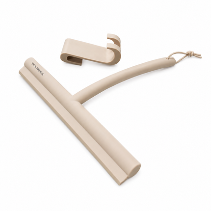 Waterval Douchewisser 24cm – Siliconen Trekker voor Douchewand & Badkamer – Taupe / Abrikoos Tint