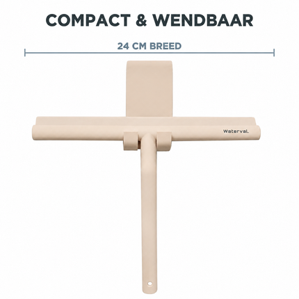 Waterval Douchewisser 24cm – Siliconen Trekker voor Douchewand & Badkamer – Taupe / Abrikoos Tint