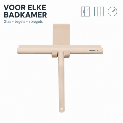 Waterval Douchewisser 24cm – Siliconen Trekker voor Douchewand & Badkamer – Taupe / Abrikoos Tint
