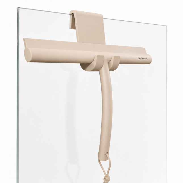 Waterval Douchewisser 24cm – Siliconen Trekker voor Douchewand & Badkamer – Taupe / Abrikoos Tint
