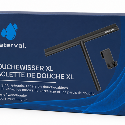Waterval Douchewisser XL - 33 cm - Siliconen - Taupe - Inclusief Ophanghaak