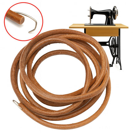 GWS® Naaimachine Riem 183 cm – Set van 5 – Leren Aandrijfriem met Haak – 5mm Trapnaaimachine Riem Geschikt voor Singer & Vintage Pedaal Naaimachines