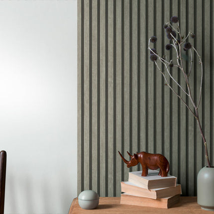 VAREVUNE - Modern houtlook lattenbehang - Grijs en zwart – afbeelding 6