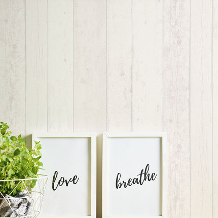 VAREVUNE - Landelijk houtlook plankenbehang - Wit en grijs – afbeelding 6