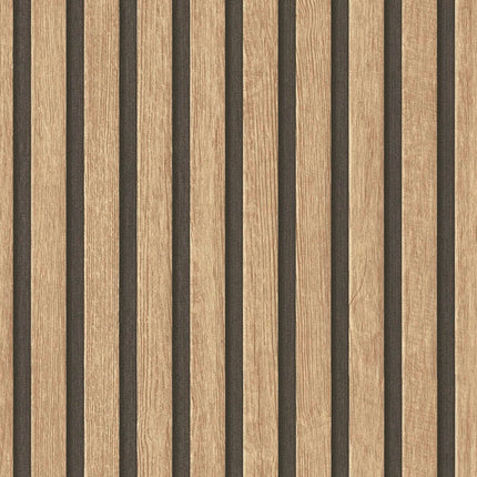 VAREVUNE - Warm houtlook lattenbehang - Beige bruin en zwart – afbeelding 2
