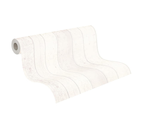 VAREVUNE - Landelijk houtlook plankenbehang - Wit en grijs – afbeelding 1