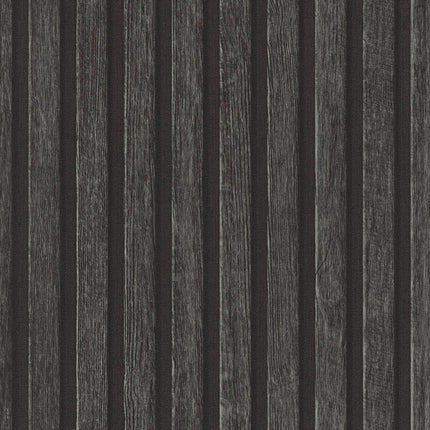 VAREVUNE - Industrieel houtlook lattenbehang - Antraciet grijs en zwart – afbeelding 2
