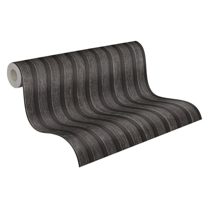 VAREVUNE - Industrieel houtlook lattenbehang - Antraciet grijs en zwart – afbeelding 1
