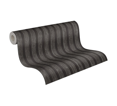 VAREVUNE - Industrieel houtlook lattenbehang - Antraciet grijs en zwart – afbeelding 1