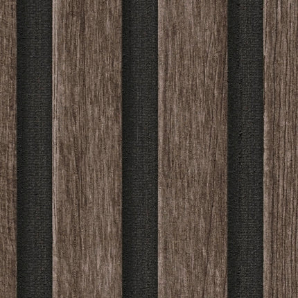 VAREVUNE - Donker houtlook lattenbehang - Donkerbruin en zwart – afbeelding 3