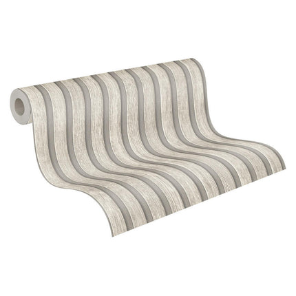 VAREVUNE - Scandinavisch houtlook lattenbehang - Lichtgrijs en grijs – afbeelding 1