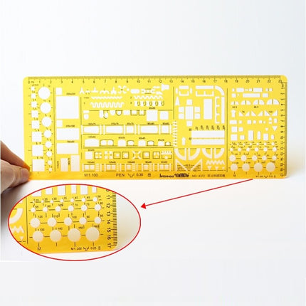 Interieurontwerp Woninginrichting Architectuur 1:100 Tekenhulpmiddel - Renovatie soft plastic – Plastic liniaal template architect 1:200