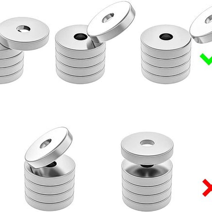 Brute Force – Schijfmagneten - Ringmagneten met gat - 20 x 3 mm - Magneet met Schroefgat - 5 stuks