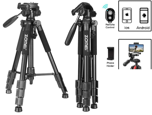 Professioneel Universeel Lichtgewicht DSLR Camerastatief - Tripod 140CM - Zwart