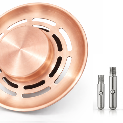 Waterval Gootsteen Zeef 84mm – RVS 304 Korfplug / Afvoerzeef – Geborsteld – Inclusief 3 Verwisselbare Pinnen – Copper Rose