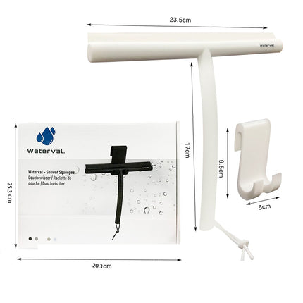 Waterval Douchewisser 24cm – Siliconen Trekker voor Douchewand & Badkamer – Wit
