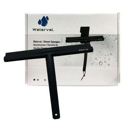 Waterval Douchewisser 24cm – Siliconen Trekker voor Douchewand & Badkamer – Zwart