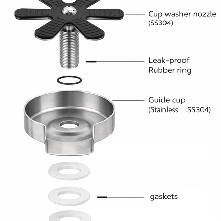 Waterval Glass Rinser / Glazenspoeler – Glasreiniger voor Spoelbak – Bierglas & Barista Cup Rinser – RVS SS304 – 120 mm Goud