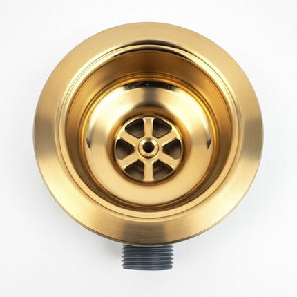 Waterval Korfplug Deluxe Afvoerset met Overloop Ø114 mm – RVS 304 – G1½ Aansluiting – Geschikt tot 90 mm Afvoer – Luxe Spoelbak Afvoer – Goud