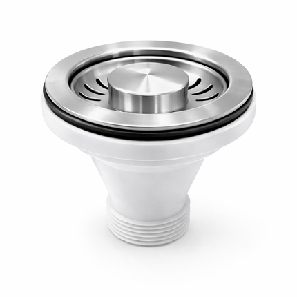 Waterval Korfplugset 114 mm – Zonder Overloop – RVS 304 – G1½ – Geschikt voor 90 mm Spoelbak – Zilver