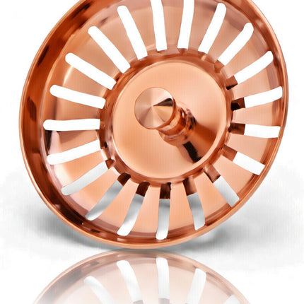 Waterval Korfplugset 114 mm – Zonder Overloop – RVS 304 – G1½ – Universele Gootsteenplug set – Rose Copper