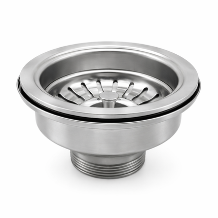 Waterval Korfplugset Ø114 mm – Gootsteen Afvoerplug – RVS 304 – G1½ – Geborsteld – Zonder Overloop – Zilver