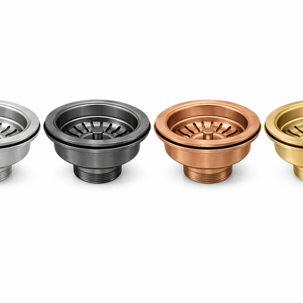 Waterval Korfplugset Ø114 mm – Gootsteen Afvoerplug – RVS 304 – G1½ – Geborsteld – Zonder Overloop – Goud