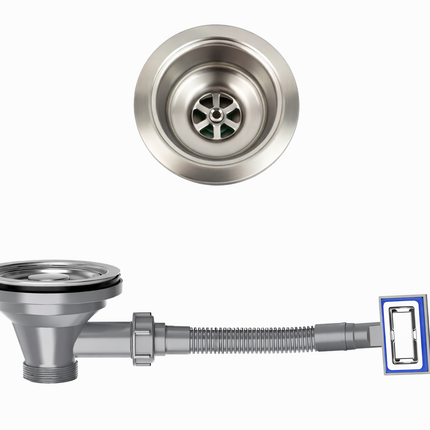 Waterval - Korfplugset met Overloop - 114 mm - RVS 304 - Geborsteld Zilver