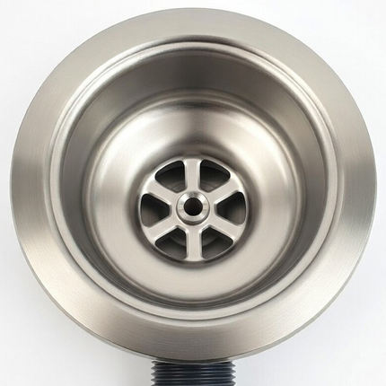 Waterval Korfplug Deluxe Afvoerset met Overloop Ø114 mm – RVS 304 – G1½ Aansluiting – Geschikt tot 90 mm Afvoer – Luxe Spoelbak Afvoer – Zilver