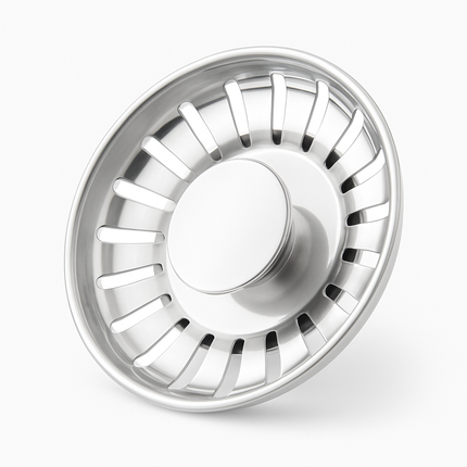 Waterval Premium RVS Korfplug Afvoerplug – Vernieuwd Model – 78mm – Grote Knop – Spoelbakzeef – Gootsteenzeef