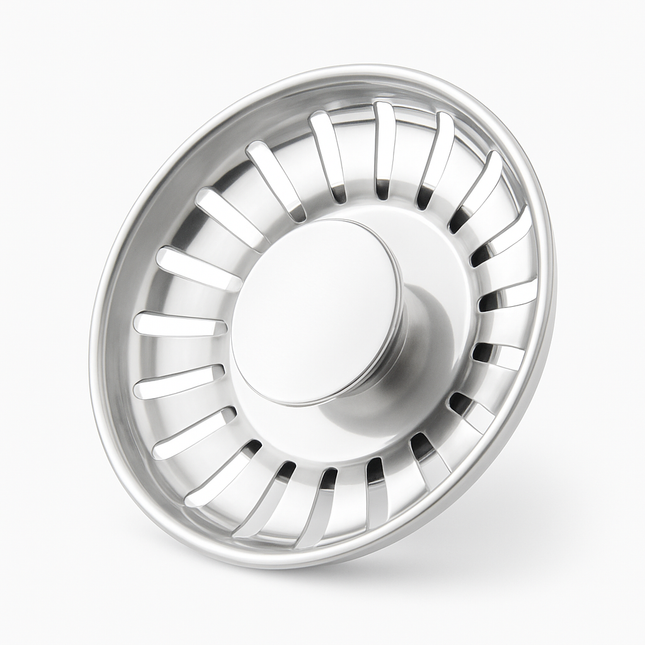 Waterval Premium RVS Korfplug Afvoerplug – Vernieuwd Model – 78mm – Grote Knop – Spoelbakzeef – Gootsteenzeef