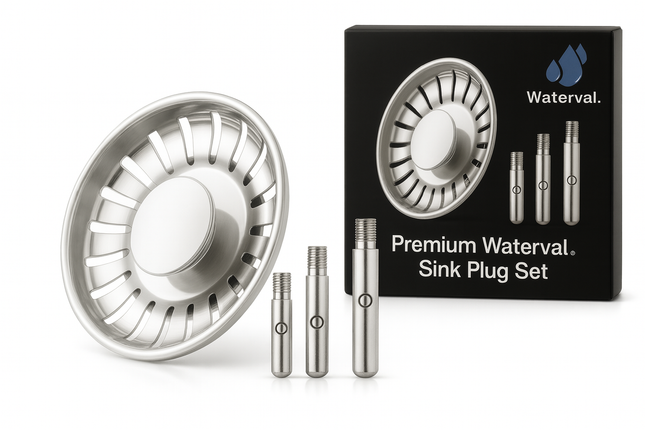 Waterval Premium RVS Korfplug Afvoerplug – Vernieuwd Model – 80mm – Grote Knop – Spoelbakzeef – Gootsteenzeef