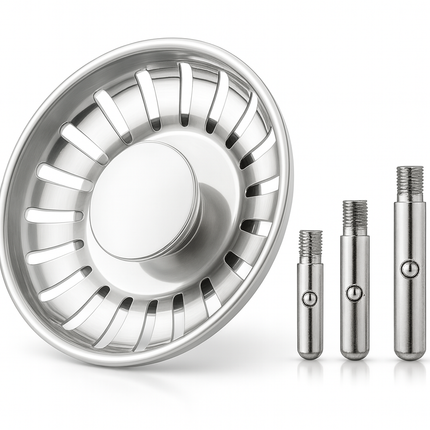 Waterval Premium RVS Korfplug Afvoerplug – Vernieuwd Model – 79mm – Grote Knop – Spoelbakzeef – Gootsteenzeef