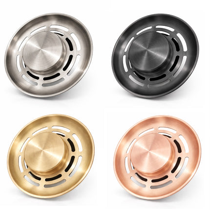 Waterval Gootsteen Zeef 84mm – RVS 304 Korfplug / Afvoerzeef – Geborsteld – Inclusief 3 Verwisselbare Pinnen – Gunmetal Grey