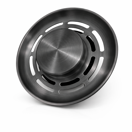 Waterval Gootsteen Zeef 84mm – RVS 304 Korfplug / Afvoerzeef – Geborsteld – Inclusief 3 Verwisselbare Pinnen – Gunmetal Grey