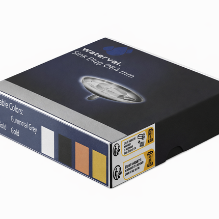 Waterval Gootsteen Zeef 84mm – RVS 304 Korfplug / Afvoerzeef – Geborsteld – Inclusief 3 Verwisselbare Pinnen – Goud