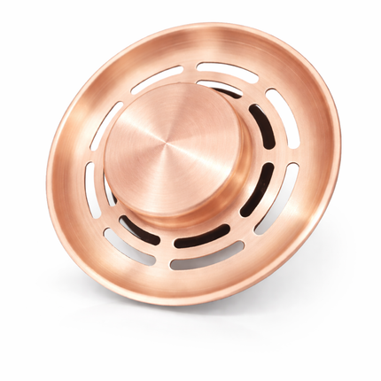 Waterval Gootsteen Zeef 84mm – RVS 304 Korfplug / Afvoerzeef – Geborsteld – Inclusief 3 Verwisselbare Pinnen – Copper Rose