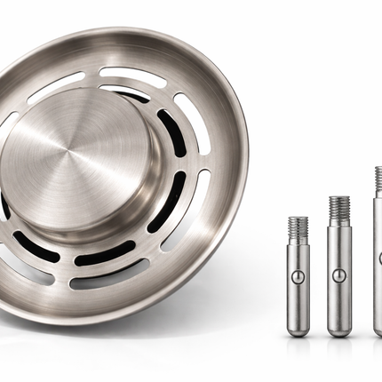 Waterval Gootsteen Zeef 84mm – RVS 304 Korfplug / Afvoerzeef – Geborsteld – Inclusief 3 Verwisselbare Pinnen – Zilver