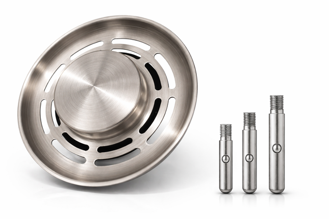 Waterval Gootsteen Zeef 84mm – RVS 304 Korfplug / Afvoerzeef – Geborsteld – Inclusief 3 Verwisselbare Pinnen – Zilver