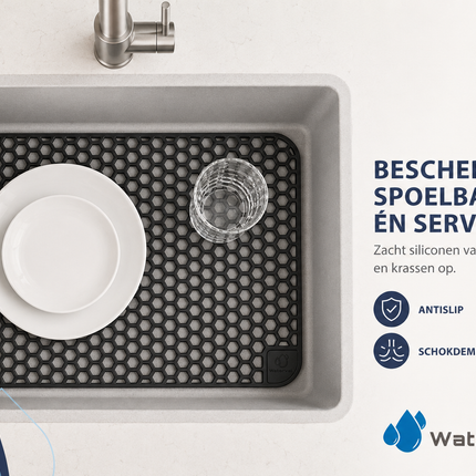 Waterval zwarte siliconen gootsteenmat