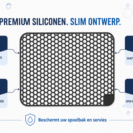 Waterval zwarte siliconen gootsteenmat