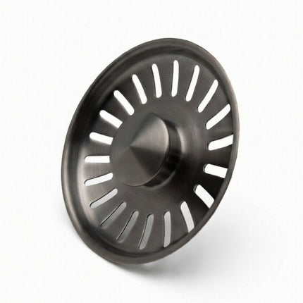 Waterval Gootsteenzeef 84mm – RVS 304 Korfplug / Afvoerzeef – Geborsteld – Inclusief 3 Verwisselbare Pinnen - Gunmetal Grey