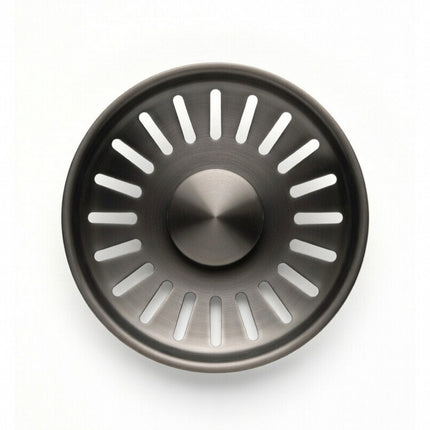 Waterval Gootsteenzeef 84mm – RVS 304 Korfplug / Afvoerzeef – Geborsteld – Inclusief 3 Verwisselbare Pinnen - Gunmetal Grey