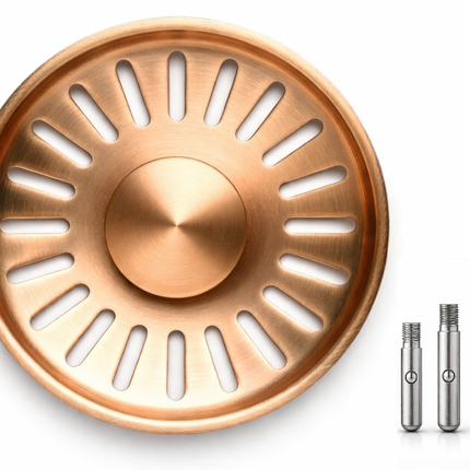 Waterval Gootsteenzeef 84mm – RVS 304 Korfplug / Afvoerzeef – Geborsteld – Inclusief 3 Verwisselbare Pinnen - Copper Rose