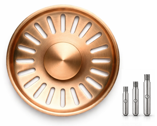 Waterval Gootsteenzeef 84mm – RVS 304 Korfplug / Afvoerzeef – Geborsteld – Inclusief 3 Verwisselbare Pinnen - Copper Rose