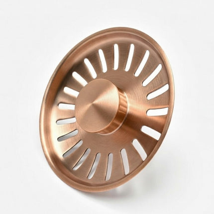 Waterval Gootsteenzeef 84mm – RVS 304 Korfplug / Afvoerzeef – Geborsteld – Inclusief 3 Verwisselbare Pinnen - Copper Rose