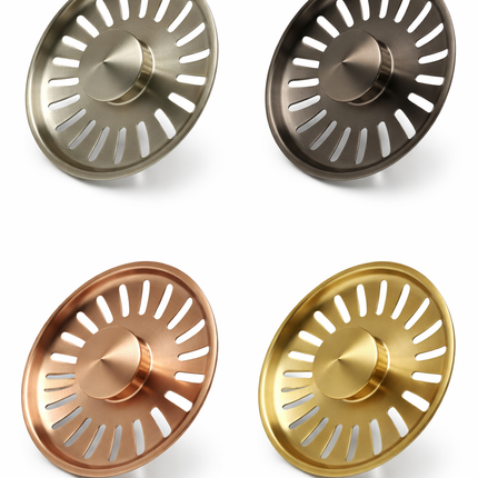 Waterval Gootsteenzeef 84mm – RVS 304 Korfplug / Afvoerzeef – Geborsteld – Inclusief 3 Verwisselbare Pinnen - Copper Rose